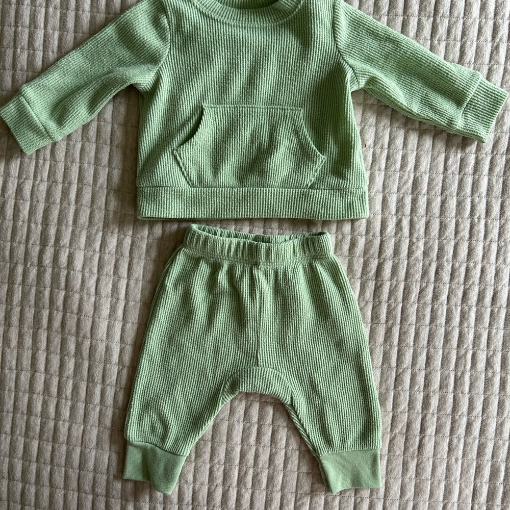 Cat & Jack Baby Green Waffle Knit Set